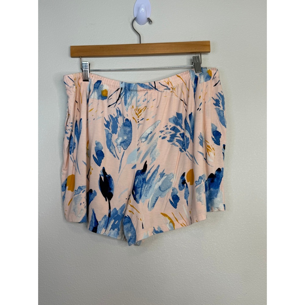 Soma Cool Nights Pajama Set XL Pink Blue Floral Short Sleeve Shirt Shorts 2pc - Picture 5 of 6